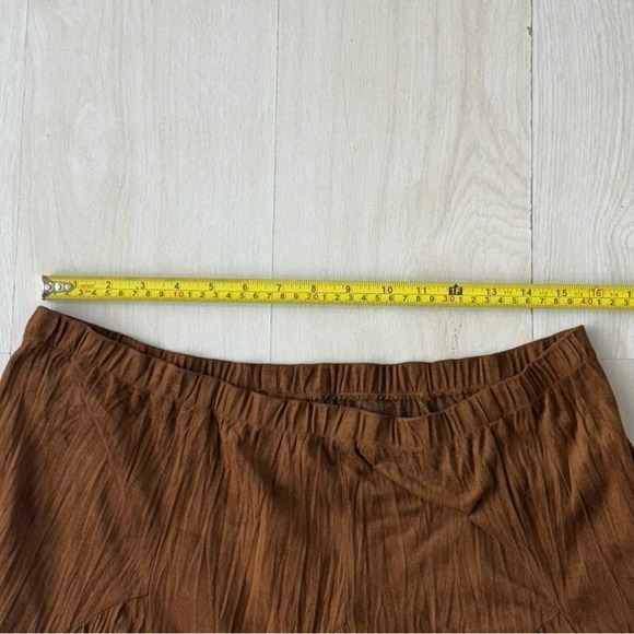 Coldwater Creek Brown Suede Midi Skirt Elastic Waist Flounce Hem M - Picture 7 of 10